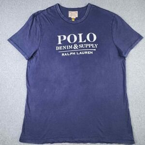 Polo Ralph Lauren Denim & Supply T-Shirt Mens XXL Navy Spellout Logo Slub Cotton